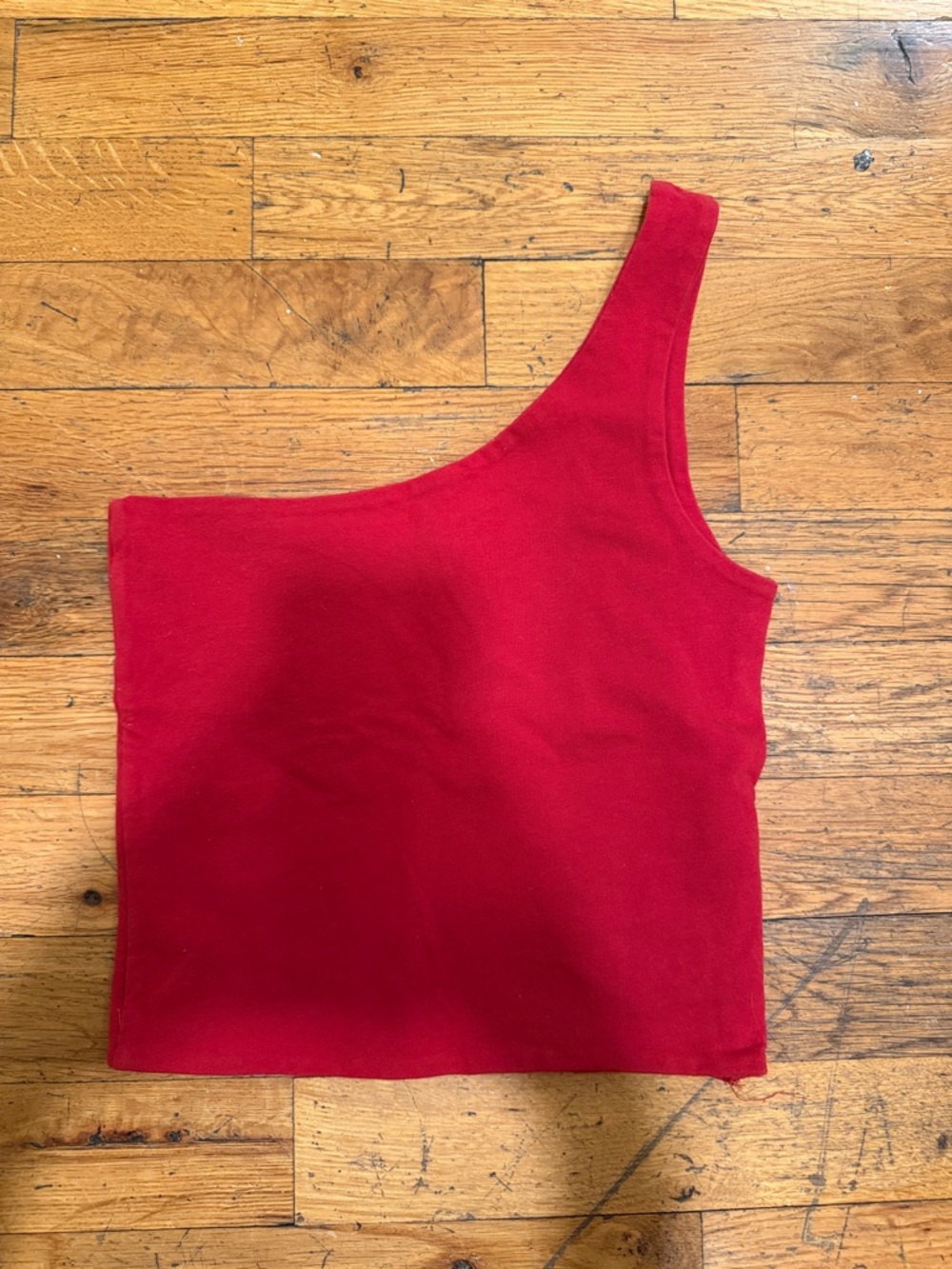 Asymmetric One-Shoulder Crop Top in Red